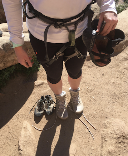 My Vivobarefoot Tracker Boots compared to my climbing shoes